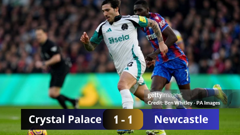 Kết quả trận đấu giữa Crystal Palace vs Newcastle vòng 13 Ngoại Hạng Anh