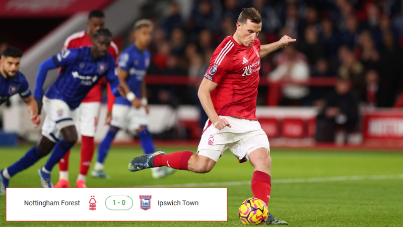 Kết quả trận đấu giữa Nottingham Forest vs Ipswich Town vòng 13 Ngoại Hạng Anh