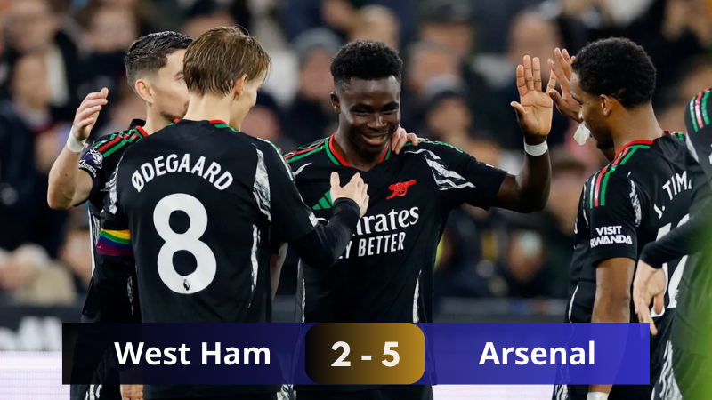 Kết quả trận đấu giữa West Ham vs Arsenal vòng 13 Ngoại Hạng Anh