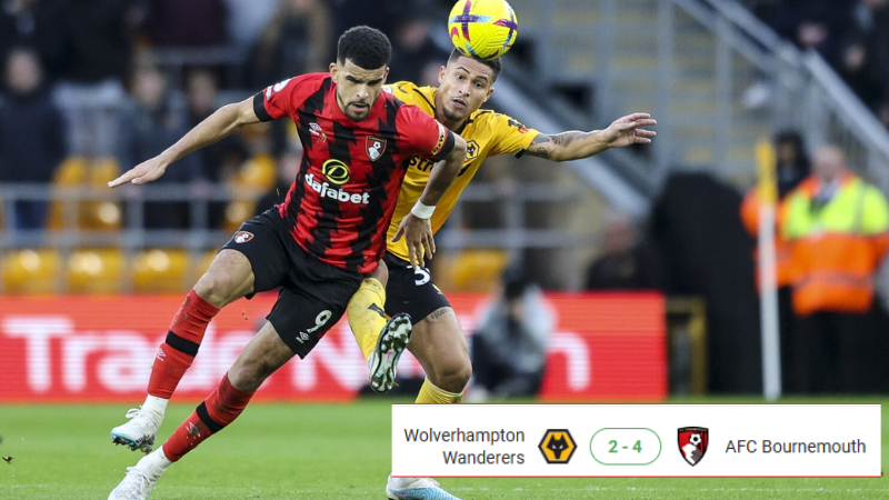 Kết quả trận đấu giữa Wolverhampton Wanderers vs AFC Bournemouth vòng 13 Ngoại Hạng Anh